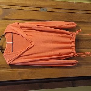Free People hooded sweater size SP color Coral/Orange see notes re size